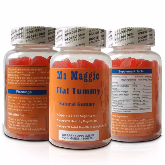 Supplément de vitamines végétaliennes bio sous étiquette privée Gomme de vinaigre de cidre de pomme pour la perte de poids