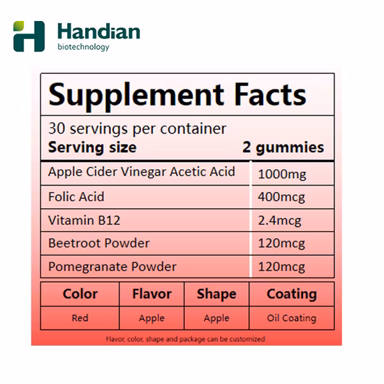OEM Halal Vegan Suppléments Vinaigre de cidre de pomme Bonbons Vitamine Santé Alimentaire Perte de poids Vitamine gommeuse pour le poids, la désintoxication et le nettoyage